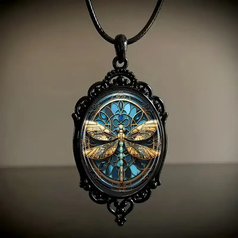 Wholesale Time Gem 18x25mm Vintage Dark Glass Necklace